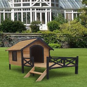 Outdoor Large Wooden Cabin House Style Dog Kennel with Porch
