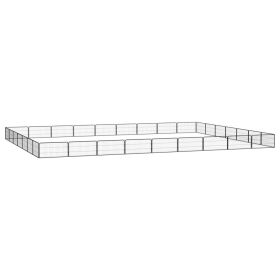 32-Panel Dog Playpen Black 39.4"x19.7" Powder-coated Steel
