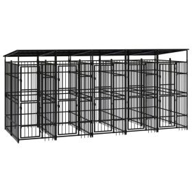 Outdoor Dog Kennel with Roof Steel 99.2 ftÂ²