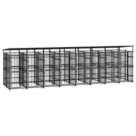 Outdoor Dog Kennel with Roof Steel 158.8 ftÂ²