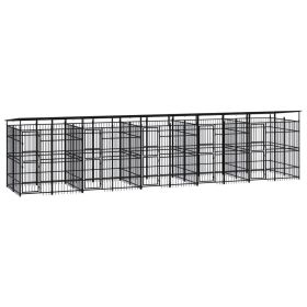 Outdoor Dog Kennel with Roof Steel 198.4 ftÂ²
