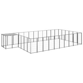 Dog Kennel Black 208.4 ftÂ² Steel