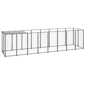 Dog Kennel Black 52.1 ftÂ² Steel